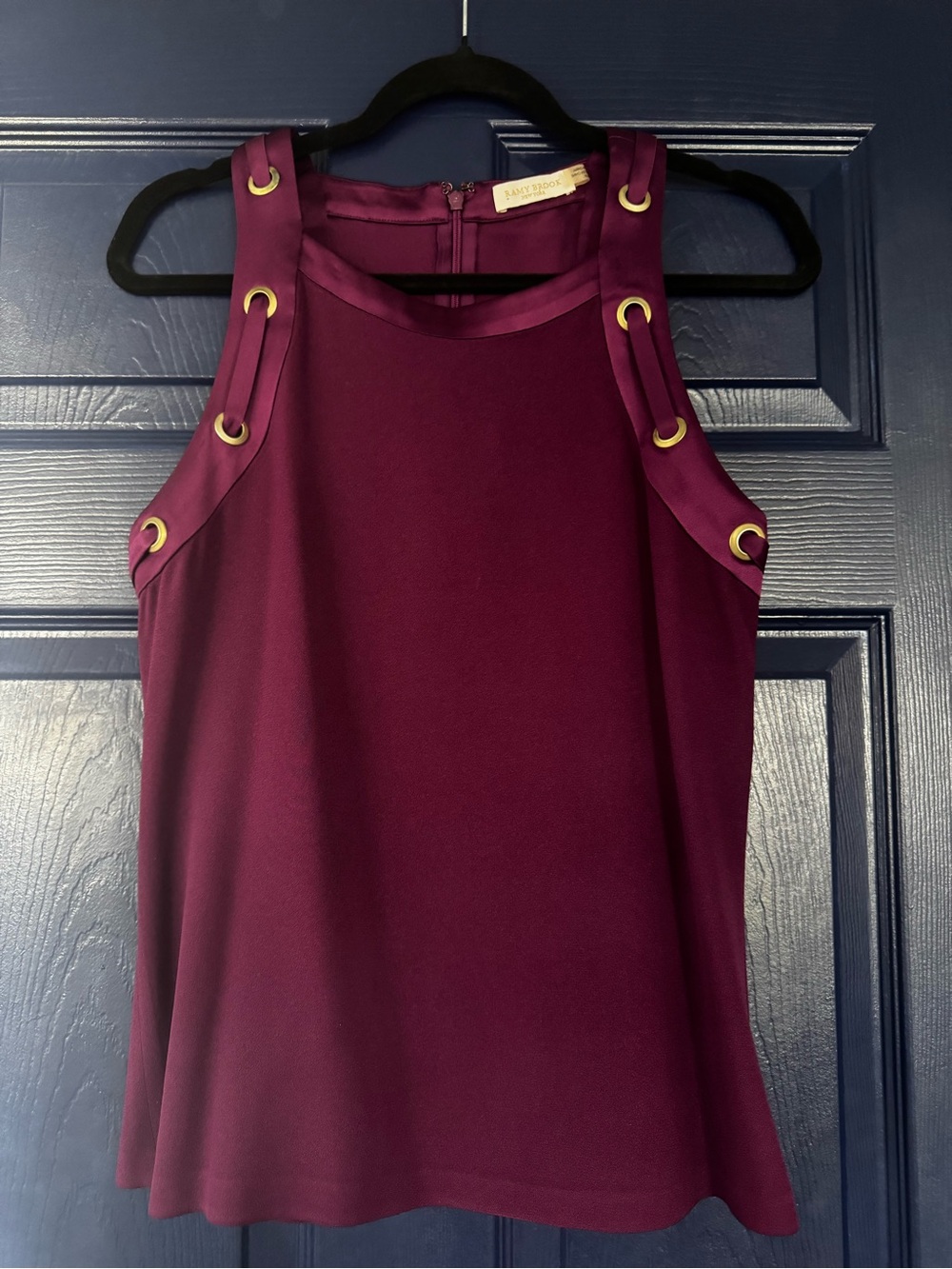 Ramy Brook Sleeveless Eyelet Detail Tank Top in Plum